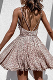 Fashion Sweet Print Backless V Neck Princess Dresses