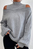 Casual Solid Hollowed Out Patchwork Turtleneck Sweaters(3 Colors)