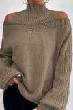 Casual Solid Hollowed Out Patchwork Turtleneck Sweaters(3 Colors)