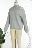 Casual Solid Hollowed Out Patchwork Turtleneck Sweaters(3 Colors)