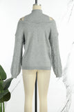 Casual Solid Hollowed Out Patchwork Turtleneck Sweaters(3 Colors)