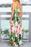 Sexy Vacation Floral Backless V Neck A Line Dresses