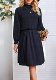 Elegant Solid Stringy Selvedge Half A Turtleneck A Line Dresses