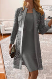 Elegant Solid Lace Hollowed Out Long Sleeve Two Pieces