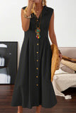 Casual Solid Buckle Turndown Collar Waist Skirt Dresses(4 Colors)