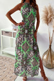 Vintage Elegant Print Halter A Line Dresses