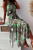 Vintage Elegant Print Halter A Line Dresses