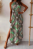 Vintage Elegant Print Halter A Line Dresses