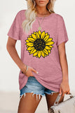 Casual Print Flowers O Neck T-Shirts