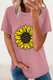 Casual Print Flowers O Neck T-Shirts