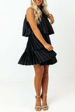 Casual Solid Fold Pleated Halter Pleated Dresses(4 Colors)