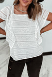 Casual Simplicity Solid Lace Hollowed Out O Neck Blouses