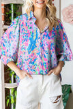 Casual Sweet Floral Turndown Collar Blouses(4 Colors)