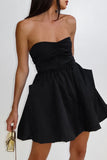 Elegant Solid Pocket Fold Strapless Strapless Dresses