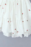 Sweet Fruit printing Patchwork Frenulum Off the Shoulder A Line Dresses