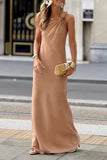 Casual Street Solid Color Knotted Sloping Shoulder One Step Skirt Dresses