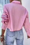 Casual Daily Solid Color Buttons Patchwork Shirt Collar Blouses