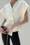 Casual Solid Color Metal Accessories Trim V Neck Waistcoats