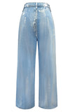 Casual Street Gradient Print Pocket Sequined Contrast High Waist Loose Denim Jeans