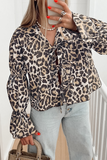 Casual Street Leopard Print Lace Up Turndown Collar Blouses