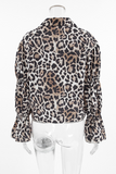 Casual Street Leopard Print Lace Up Turndown Collar Blouses