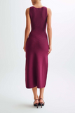 Elegant Solid Color Buckle O Neck Sleeveless Dresses(4 Colors)