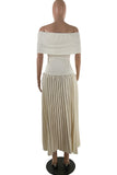 Casual Solid Color Ruched Off Shoulder Pleated Dresses