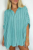 Casual Daily Stripe Buttons Turndown Collar Blouses(8 Colors)