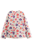 Casual Flowers Pocket Patchwork O Neck Jacket