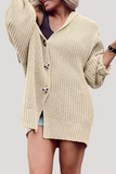 Casual Daily Solid Color Pocket Buttons Weave Turndown Collar Outerwear(7 Colors)