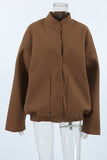 Casual Street Solid Color Pocket Buttons Gross Square Neck Outerwear