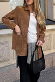 Casual Street Solid Color Pocket Buttons Turndown Collar Outerwear