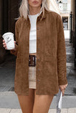 Casual Street Solid Color Pocket Buttons Turndown Collar Outerwear