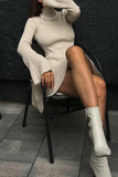 Sexy Solid Color Turtleneck A Line Dresses(5 Colors)