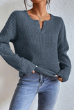 Casual Daily Solid Color Patchwork V Neck Sweaters