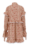 Elegant Leopard Print Flowers Lace Up Patchwork Ruffle Half A Turtleneck A Line Dresses(3 Colors)