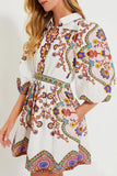 Casual Daily Floral Print Pocket Buttons Turndown Collar A Line Dresses