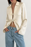 Sexy Lace Up Turndown Collar Blouses