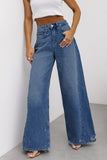 Casual Street Gradient Color Ripped Pocket High Waist Loose Denim Jeans