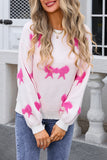 Casual Street Bow Weave Contrast O Neck Sweaters(4 Colors)