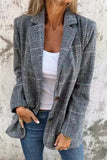 Casual Plaid Buttons Contrast Turndown Collar Outerwear