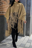 Casual Solid Color Fringed Trim Turtleneck Tops(6 Colors)