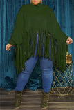 Casual Solid Color Fringed Trim Turtleneck Tops(6 Colors)