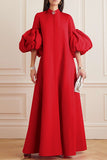 Casual Basic Mandarin Collar Long Dresses(4 Colors)