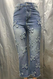 Casual Patchwork Basic High Waist Straight Denim Jeans