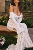 Sexy Lace Hollow Out Off Shoulder Lace Dress Dresses