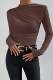 Casual Daily Ruched Half A Turtleneck Tops(5 Colors)