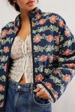 Casual Flowers Pocket Patchwork Contrast Mandarin Collar Outerwear(12 Colors)