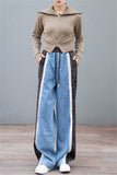 Casual Leopard Print Patchwork High Waist Straight Denim Jeans