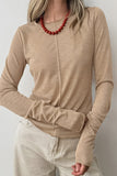 Casual Solid Color Patchwork O Neck Tops(3 Colors)